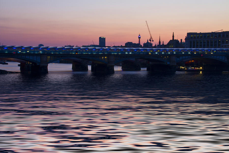 London Photograph - Blackfriars Bridge London Thames at night Dusk by David French