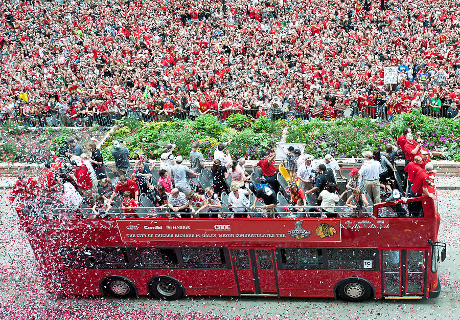 Blackhawks Parade Bus Players Photograph by Curtiss Messer - Fine Art ...