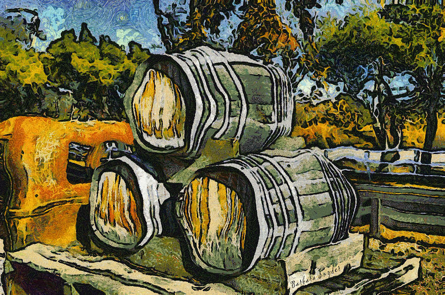 Blackjack Winery Wine Barrels Digital Art by Barbara Snyder