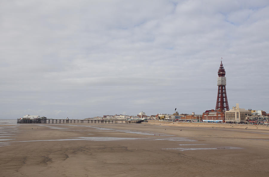 Blackpool Tower at Low Tide Photograph by Laura Tucker