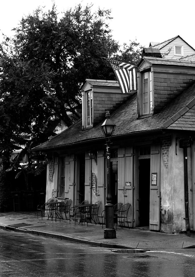 New Orleans Photograph - Blacksmith Shop on a rainy day BW by Susie Hoffpauir