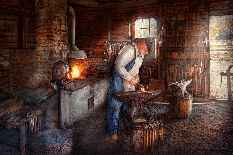 Vintage Photograph - Blacksmith - The Smith by Mike Savad