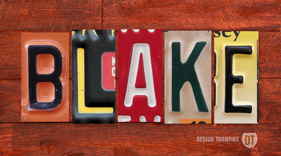 Vintage Mixed Media - BLAKE License Plate Name Sign Fun Kid Room Decor by Design Turnpike