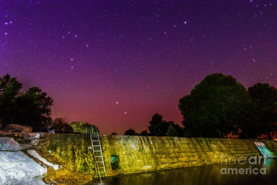 Blanco River Dam at Night - Texas Hill Country Blanco Texas Photograph by Silvio Ligutti
