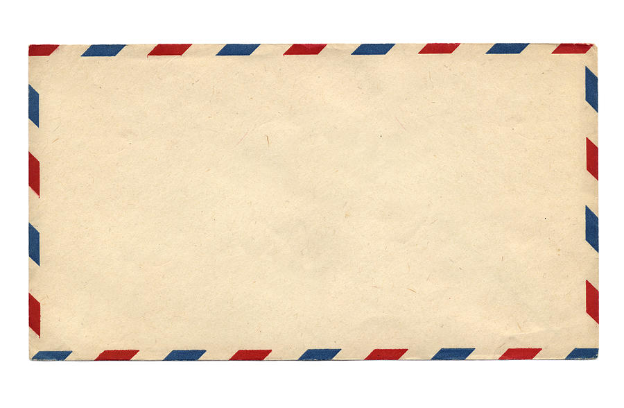 Blank Vintage air mail envelope with red and blue stripes Photograph by Subjug