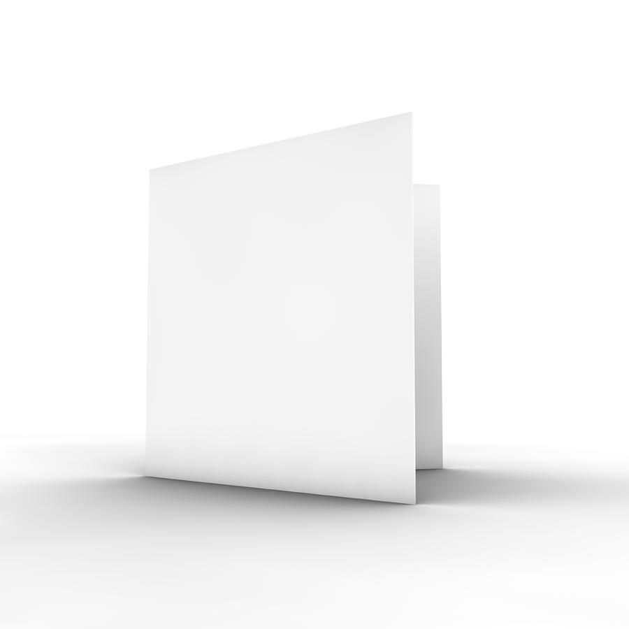 Blank white bifold brochure on white Photograph by 3DStock