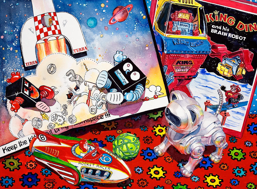 Space Painting - Blast off by Judy Koenig