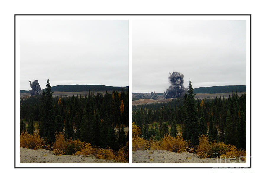 Mountain Photograph - Blasting Panorama - Destruction by Barbara A Griffin