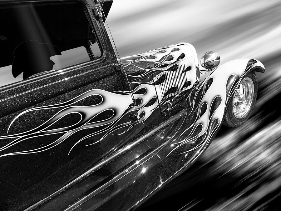 Blazing A Trail - Ford Model A 1929 in Black and White Photograph by Gill Billington