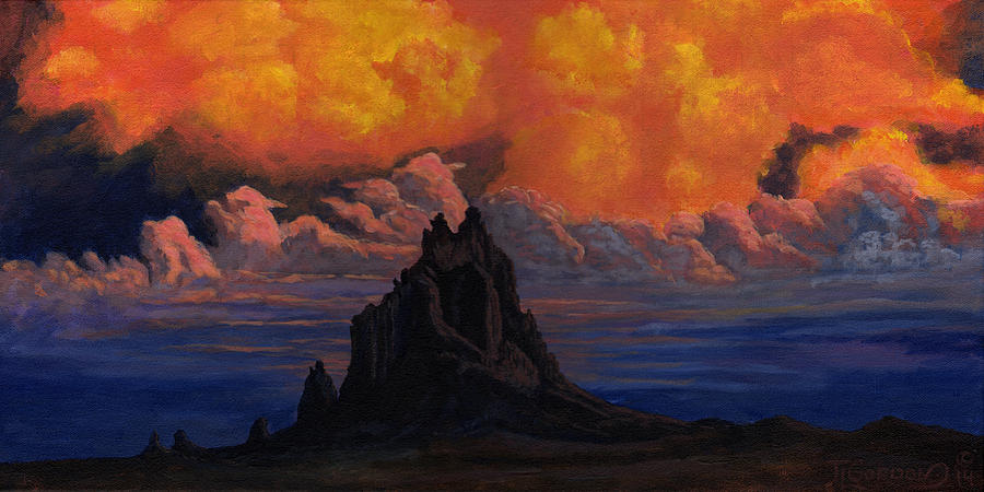 Blazing skys of Shiprock Painting by Timithy L Gordon