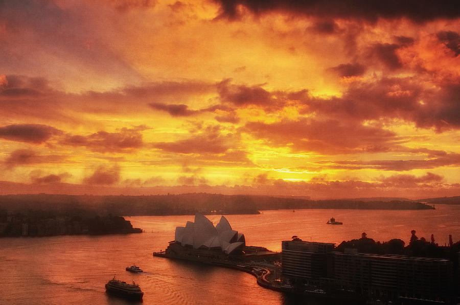 Blazing Sunrise over Sydney Harbour Photograph by Photography  By Sai