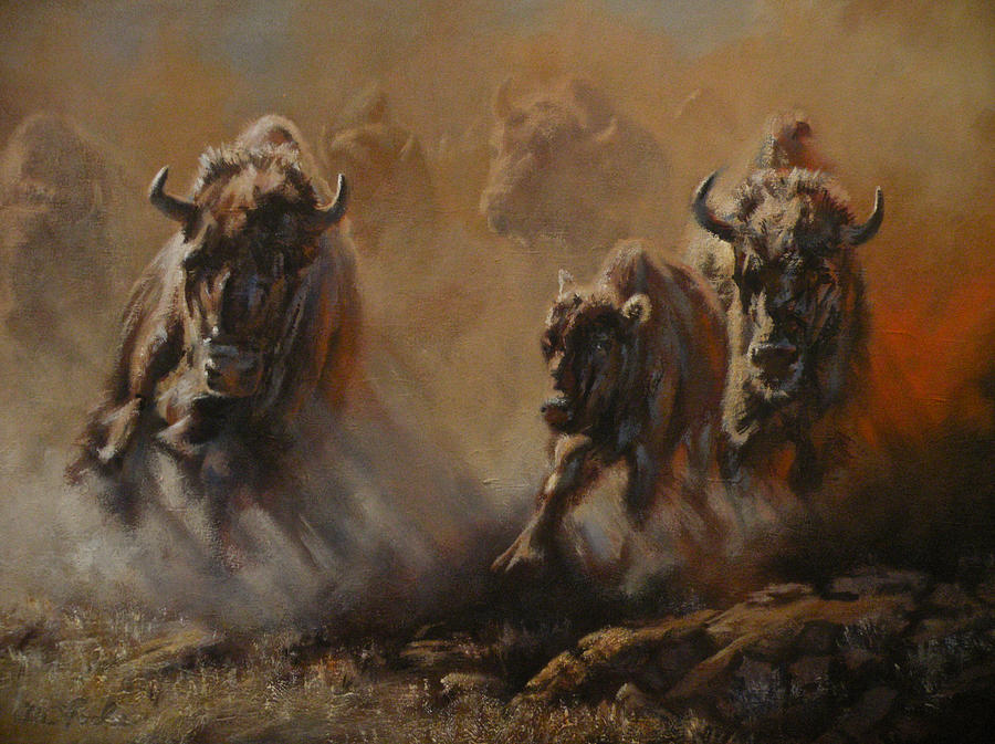 Buffalo Painting - Blazing Thunder by Mia DeLode