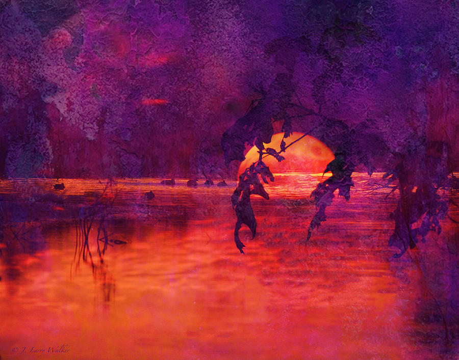 Bleeding Sunrise Abstract Digital Art by J Larry Walker
