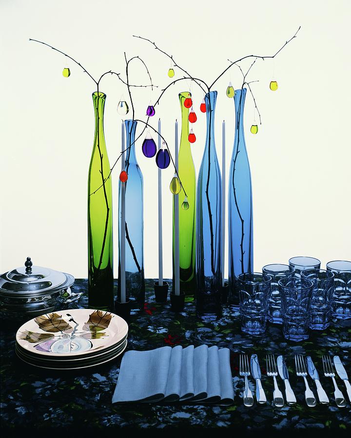 Still Life Photograph - Blenko Glass Bottles by Rudy Muller