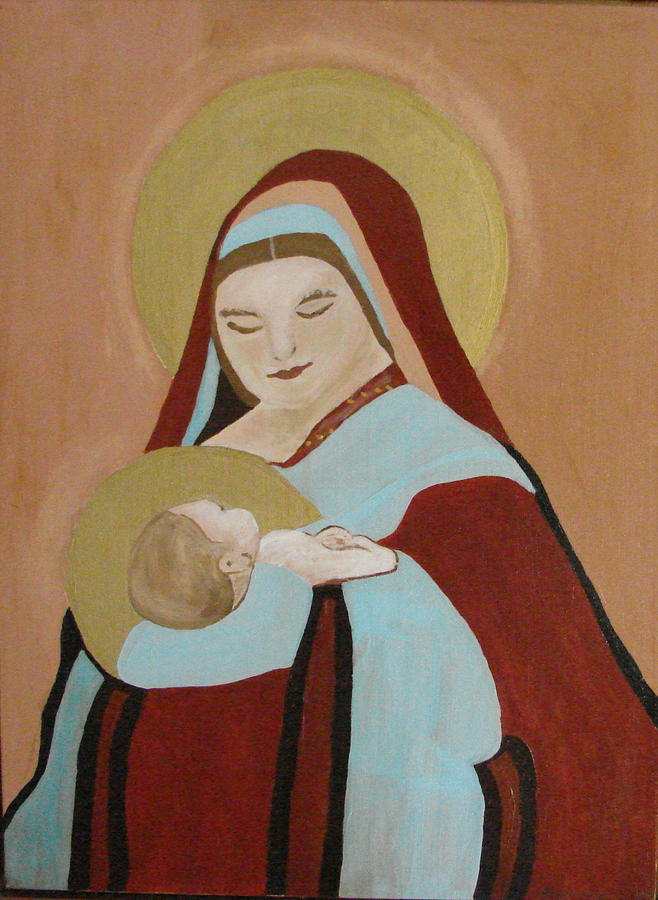 Mother Painting - Blessed Mother and Child by Michael Kovacs
