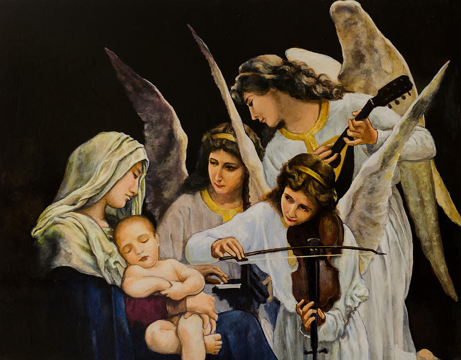 Blessed Virgin Mary with angels Painting by Claud Religious Art - Fine ...
