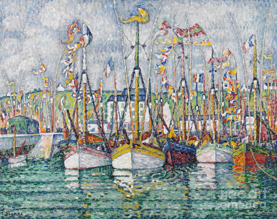 Paul Signac Painting - Blessing of the Tuna Fleet at Groix by Paul Signac