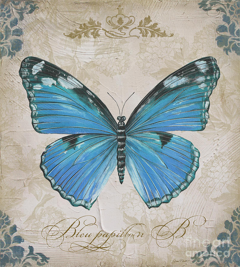 Bleu Papillon-B Painting by Jean Plout