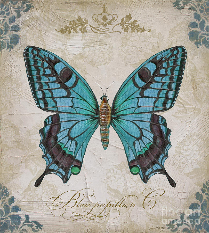 Bleu Papillon-C Painting by Jean Plout