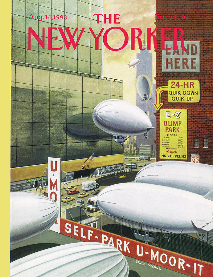 Blimp Park Painting by Bruce McCall