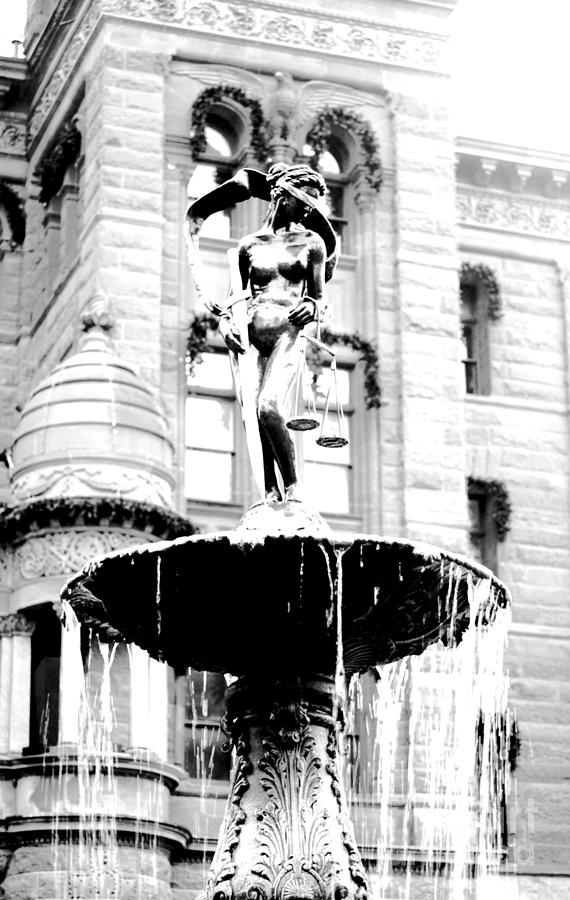 Blind Naked Justice Statue atop Fountain San Antonio Texas Black and White Conte Crayon Digital Art Digital Art by Shawn OBrien