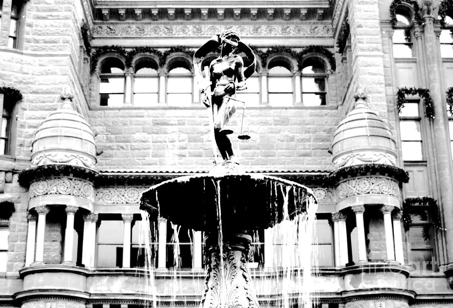 Blind Naked Justice Statue Bexar County Courthouse San Antonio Texas Black and White Conte Crayon Digital Art by Shawn OBrien