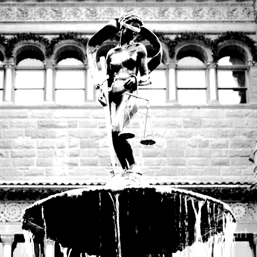 Blind Naked Justice Statue Bexar County Courthouse San Antonio Texas Square Format BW Conte Crayon Digital Art by Shawn OBrien
