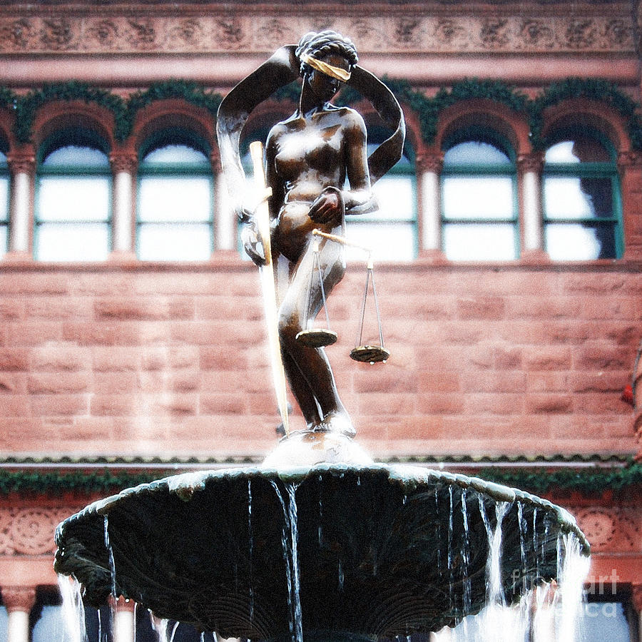 Blind Naked Justice Statue Bexar County Courthouse San Antonio Texas Square Format Diffuse Glow Digital Art by Shawn OBrien
