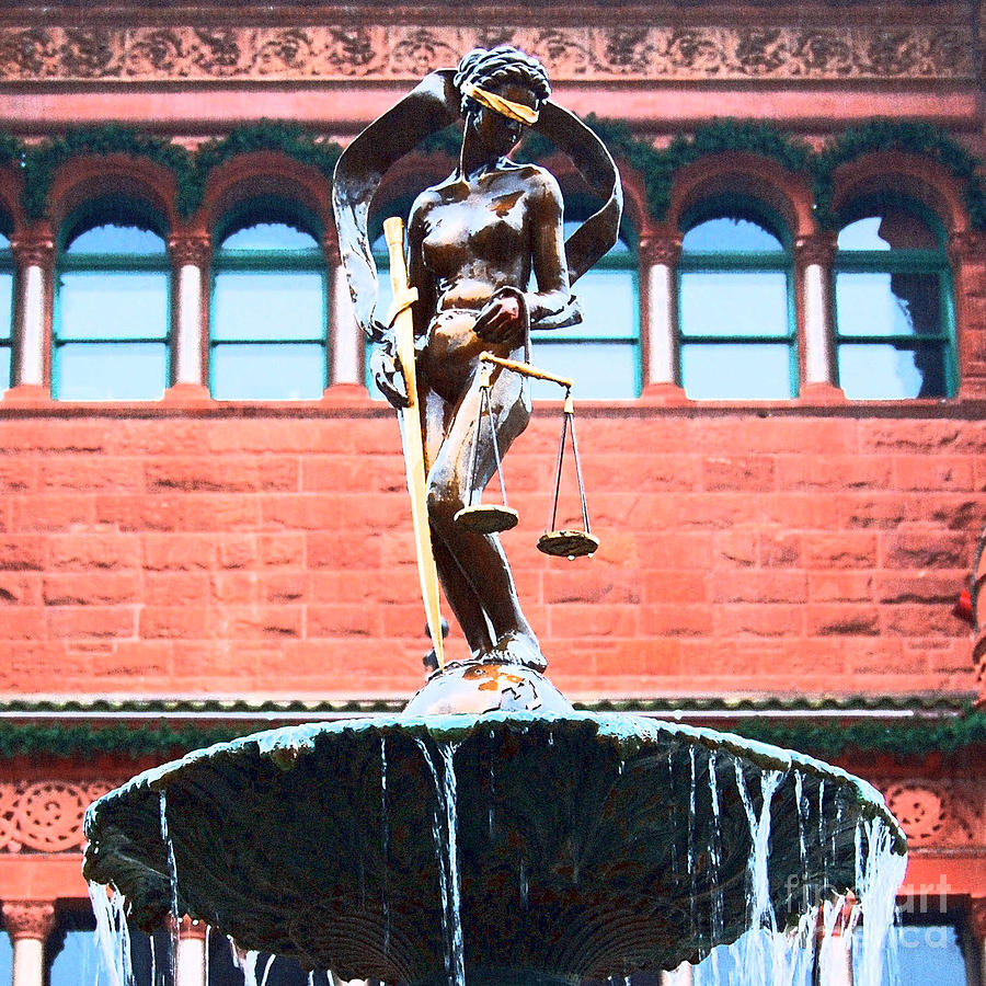 Blind Naked Justice Statue Bexar County Courthouse San Antonio Texas Square Format Film Grain Digital Art by Shawn OBrien