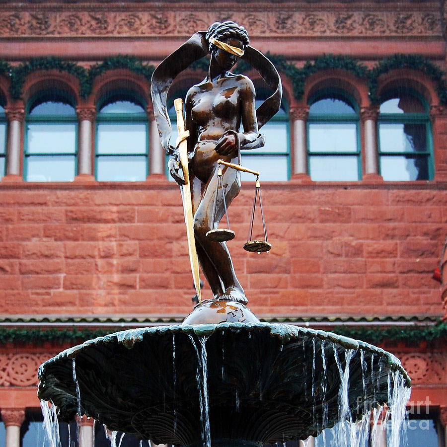 Blind Naked Justice Statue Bexar County Courthouse San Antonio Texas Square Format Photograph by Shawn OBrien