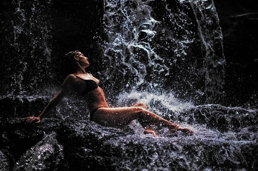Bliss. Anna at Eureka Waterfalls. Mauritius Photograph by Jenny Rainbow