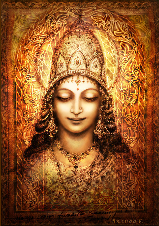 Blissful Goddess Mixed Media by Ananda Vdovic