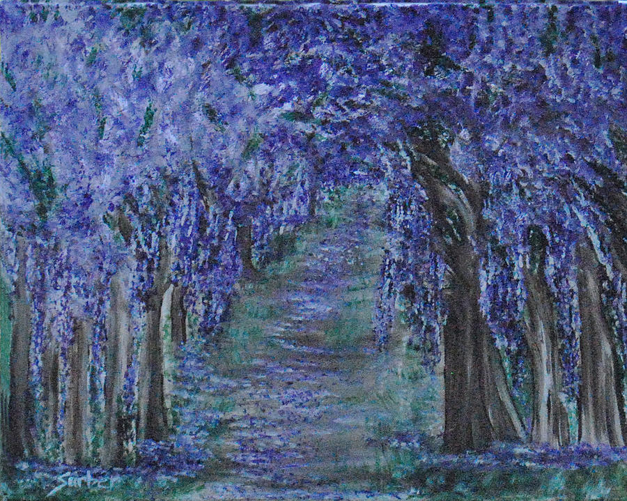 Blissful Walk through Purple Painting by Suzanne Surber