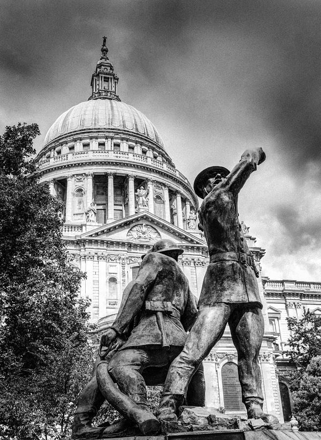 Blitz firefighters memorial grainy black and white version Photograph by Gary Eason