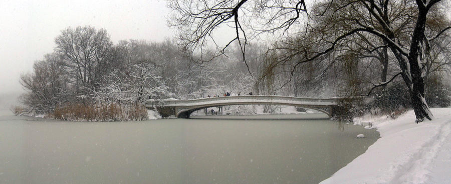 Blizzard at Bow Bridge Photograph by Cornelis Verwaal