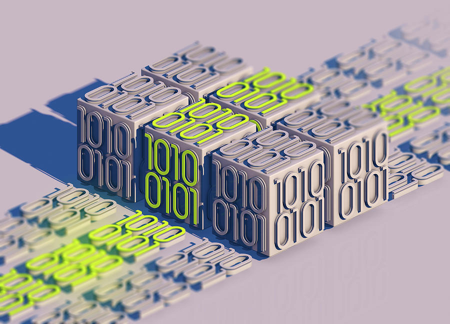 Blocks Of Bright Binary Code Data Photograph by Ikon Images