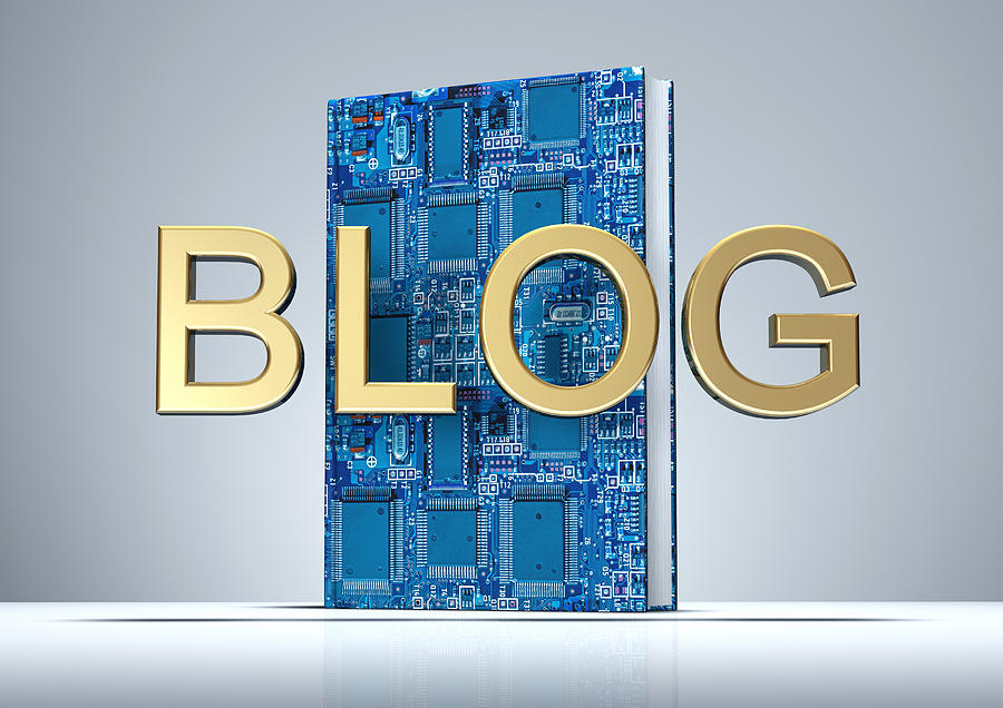 BLOG in golden letters with Digital Book Photograph by Artpartner-images
