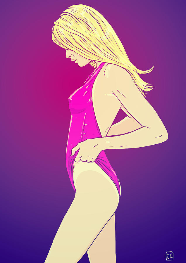 Blond girl in swimsuit Drawing by Giuseppe Cristiano
