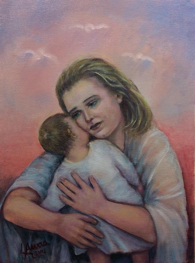 Mother and Child  #1 Painting by Laila Awad Jamaleldin