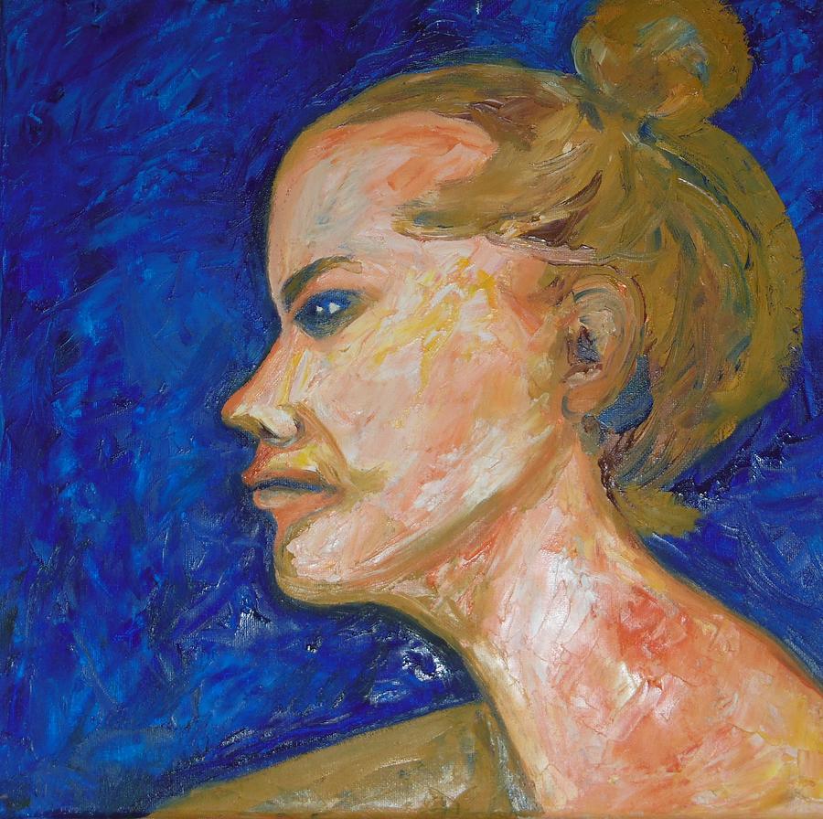 Portrait Painting - Blond so Blue by Esther Newman-Cohen