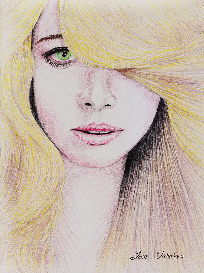 Blonde Hair Drawing by Martin Valeriano