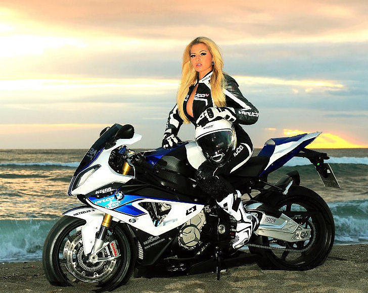 Motorcycle Photograph - Blonde on the beach by Lawrence Christopher