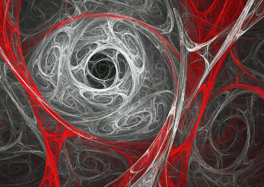 Abstract Digital Art - Blood and snow blizzard by Martin Capek