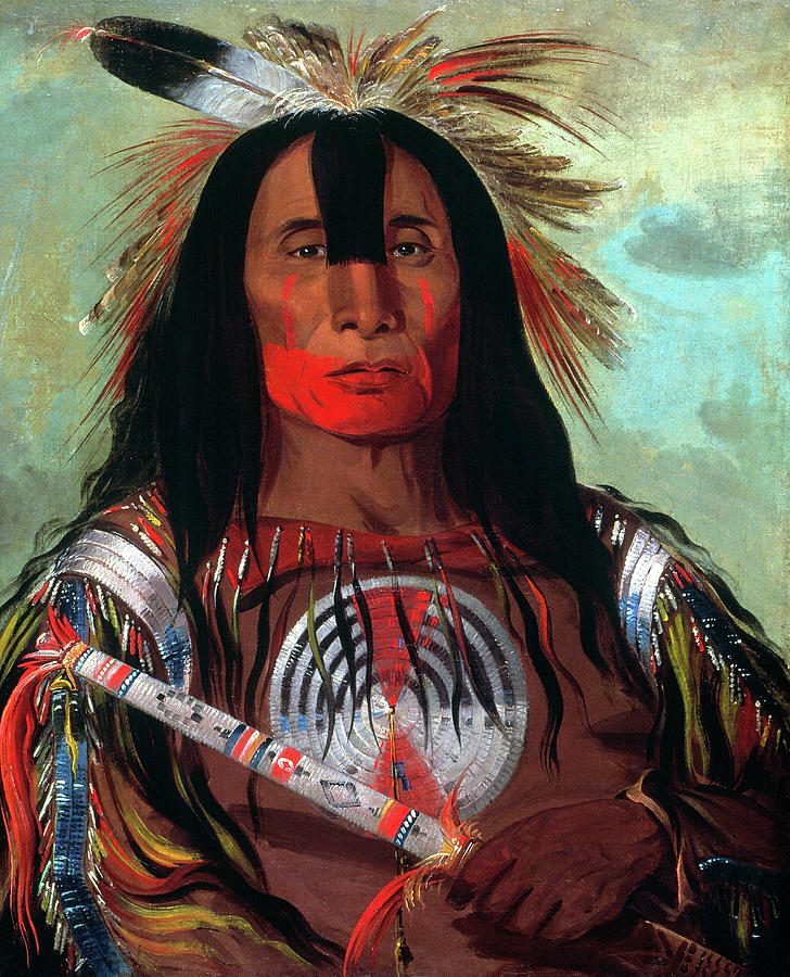 Blood Head Chief, 1832 Painting by George Catlin