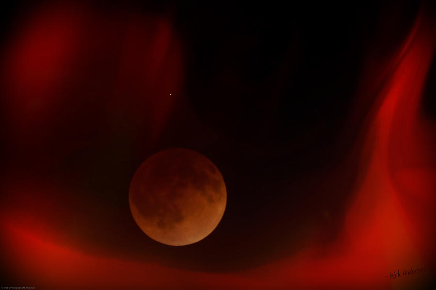 Blood Moon and Star and Fire Photograph by Mick Anderson