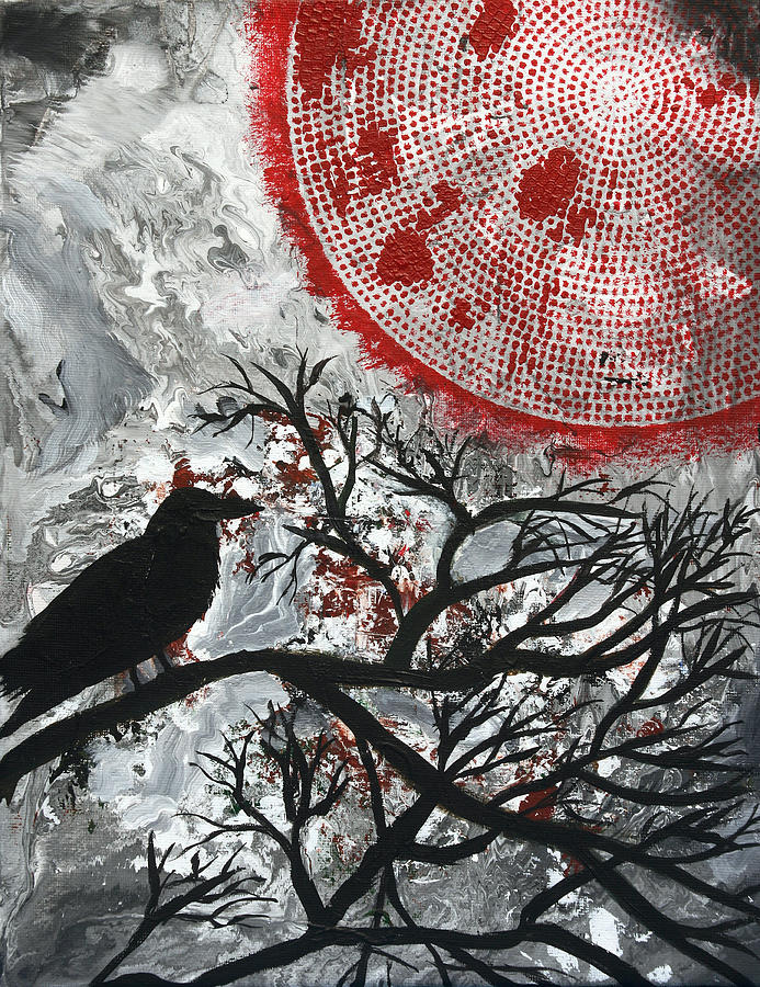 Bird Painting - Blood moon by Maura Satchell Bird Painting - Blood moon by Maura Satchell