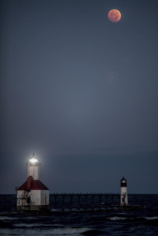 Blood moon over St Joe 2 Photograph by John Crothers