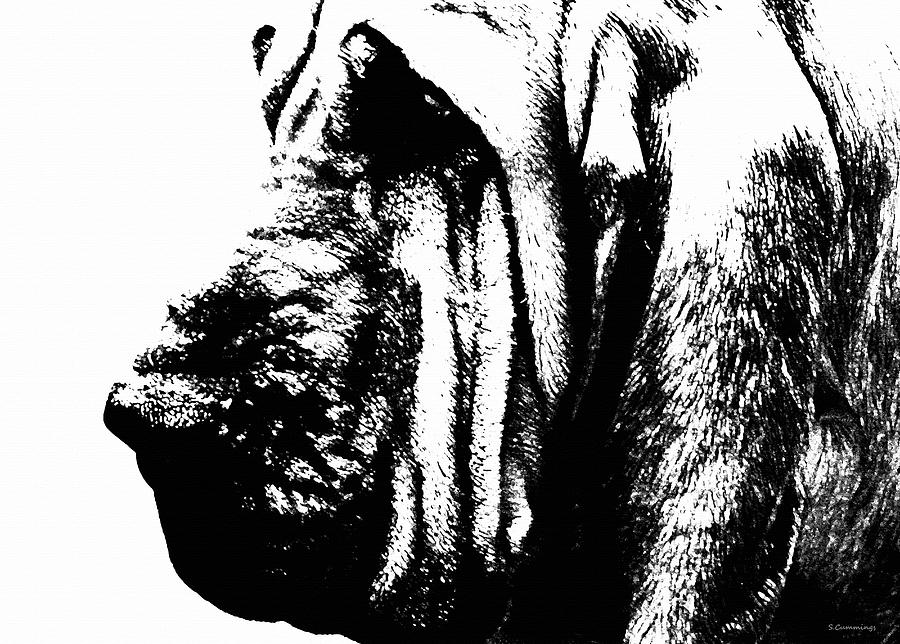 Bloodhound - Its Black And White - By Sharon Cummings Painting by Sharon Cummings