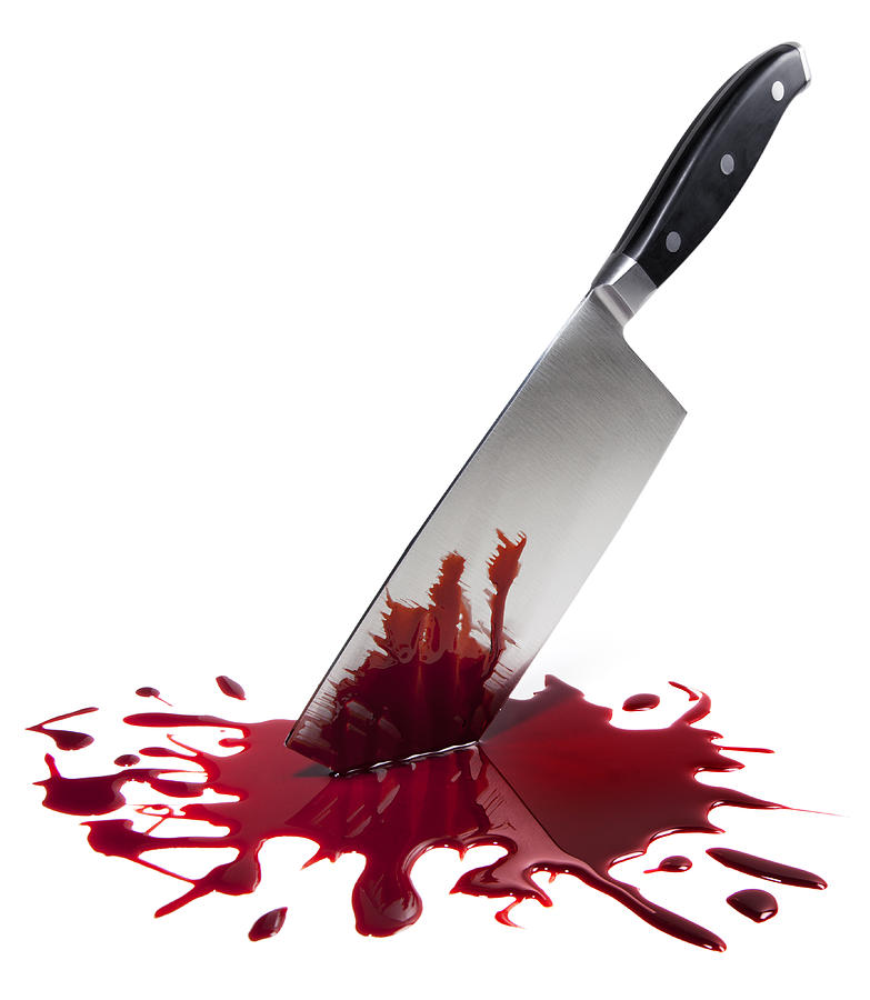 Bloody Butcher Knife on White Photograph by Skodonnell
