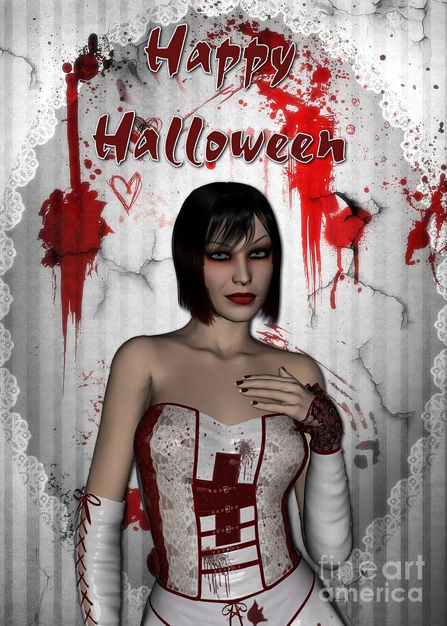 Halloween Digital Art - Bloody Nurse Halloween by JH Designs